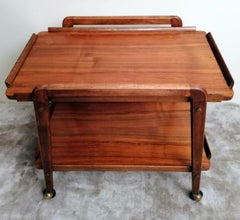 Cesare Lacca Designer Mahogany Serving Trolley with Removable Tray