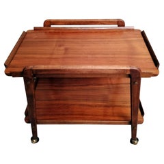 Cesare Lacca Designer Mahogany Serving Trolley with Removable Tray
