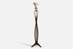 Cesare Lacca, Floor Lamp, Brass, Walnut, Fabric, Italy 1950s