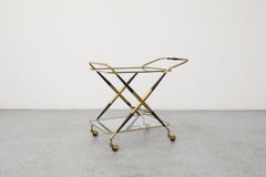 Cesare Lacca Italian Bar Cart, Ico Parisi Style, Brass & Lacquer