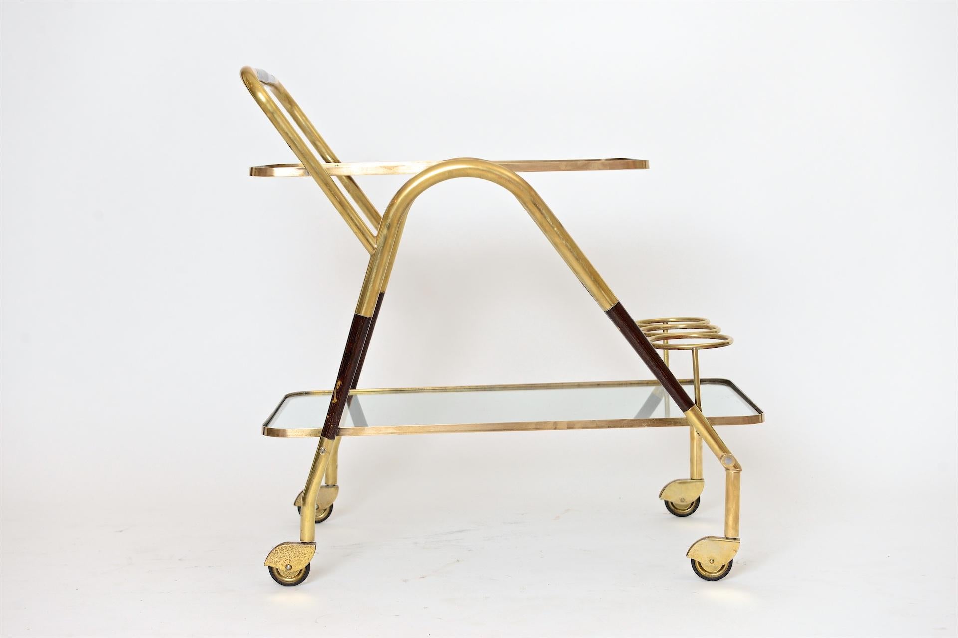 Brass Cesare Lacca Italian Bar Trolley, circa 1950
