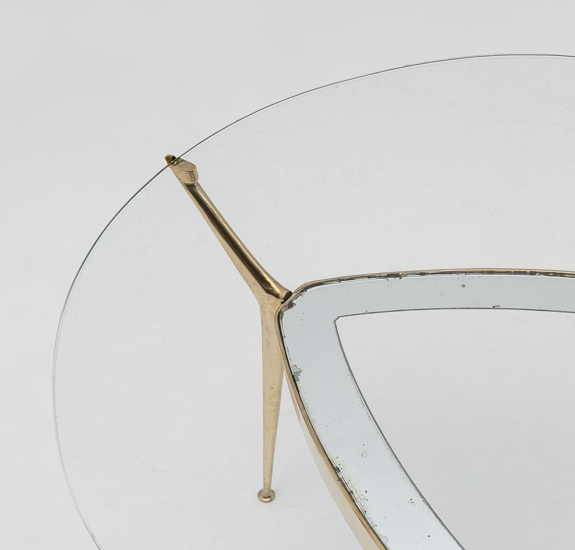 Cesare Lacca Italian Bronze and Glass Coffee table by Fontana Arte, 1950s For Sale 1