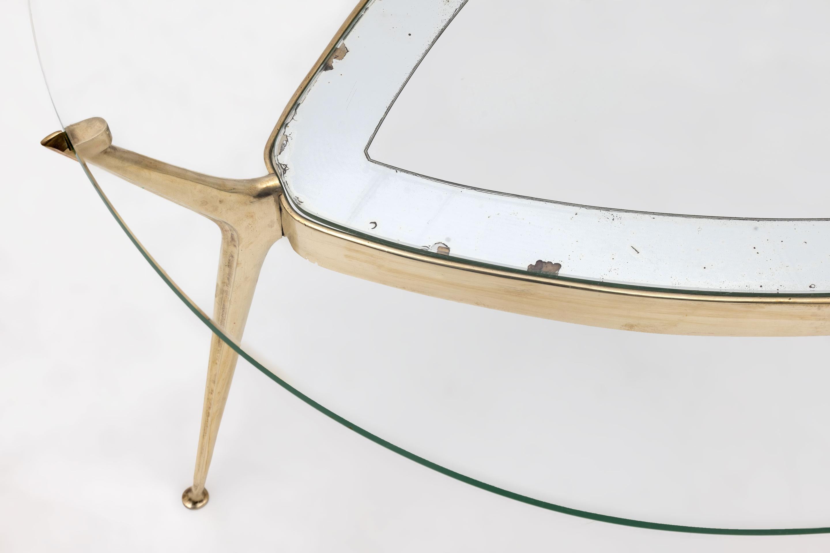 Cesare Lacca Italian Bronze and Glass Coffee table by Fontana Arte, 1950s For Sale 2