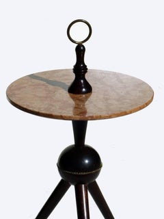 Cesare Lacca Italian Design Midcentury 1950s Marble Wood Occasional Side Table