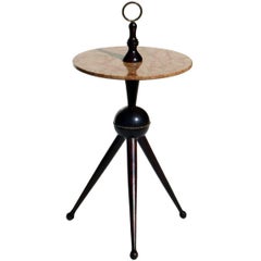 Cesare Lacca Italian Design Midcentury 1950s Marble Wood Occasional Side Table