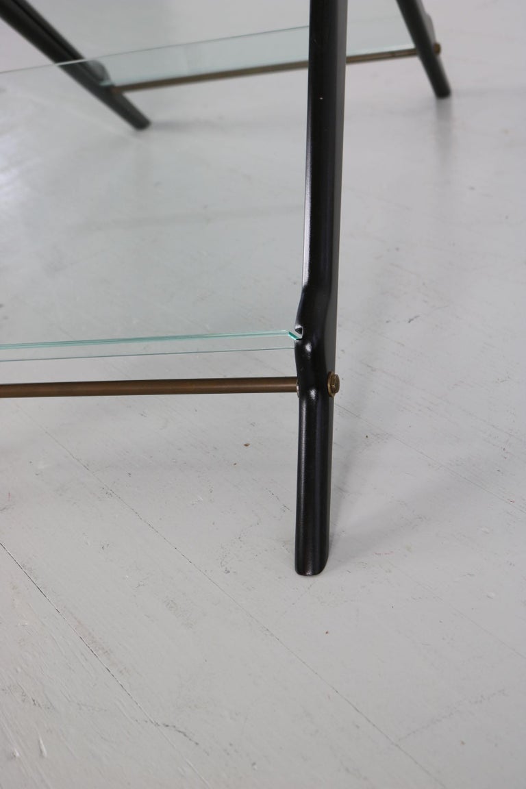 Cesare Lacca Italian Midcentury Side Table, Lacquered Wood and Glass, 1950 For Sale 5