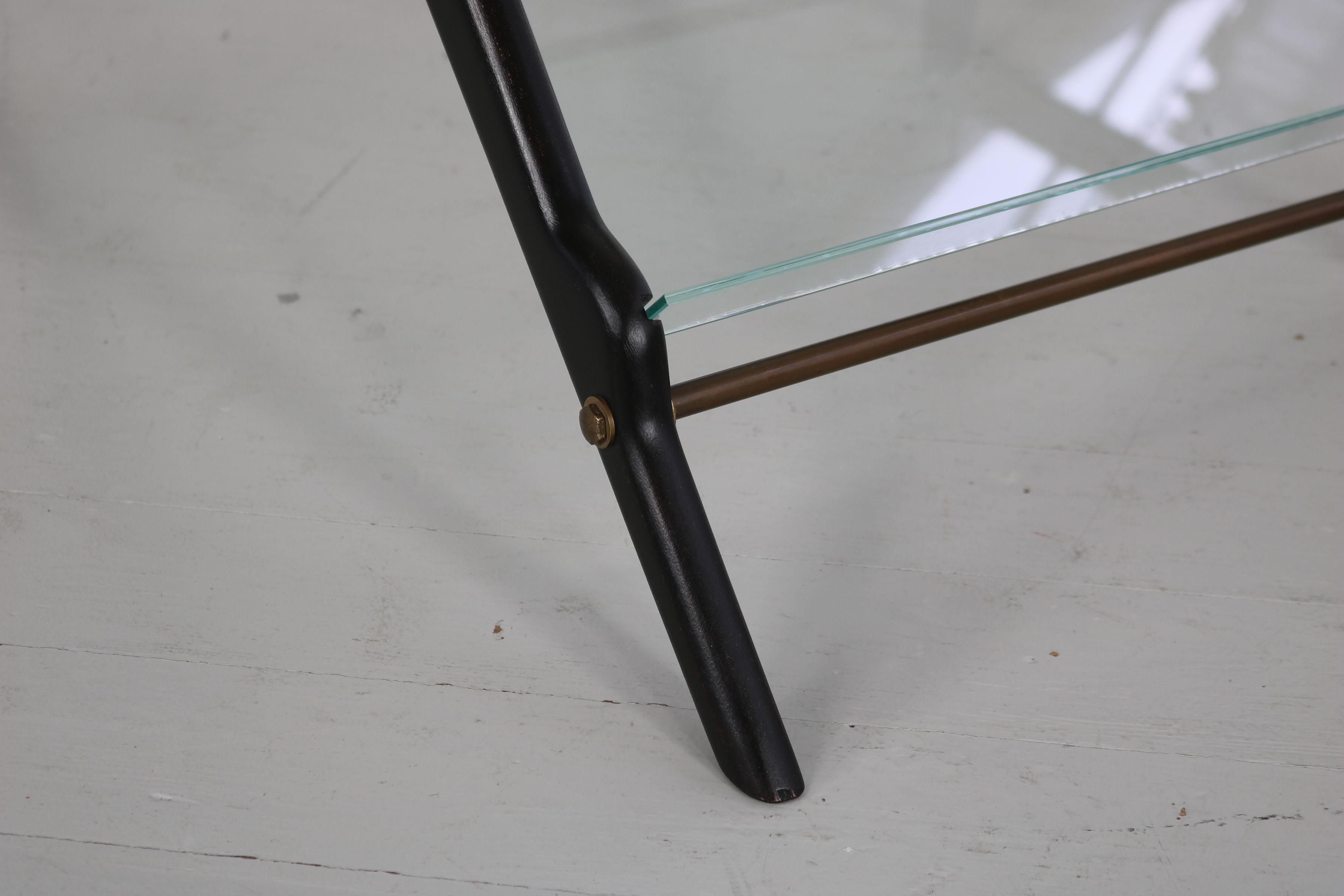 Cesare Lacca Italian Midcentury Side Table, Lacquered Wood and Glass, 1950 For Sale 3