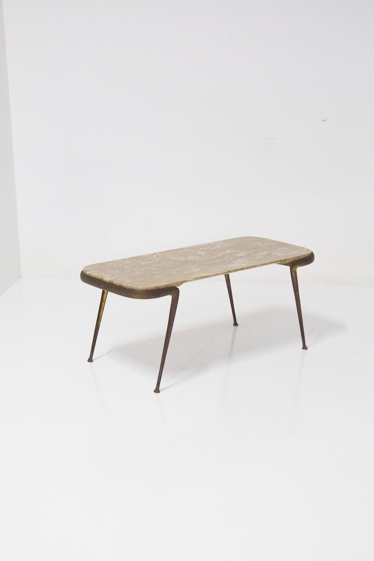 Cesare Lacca Mid-Century Coffee Table in Brass and Onyx Top 2