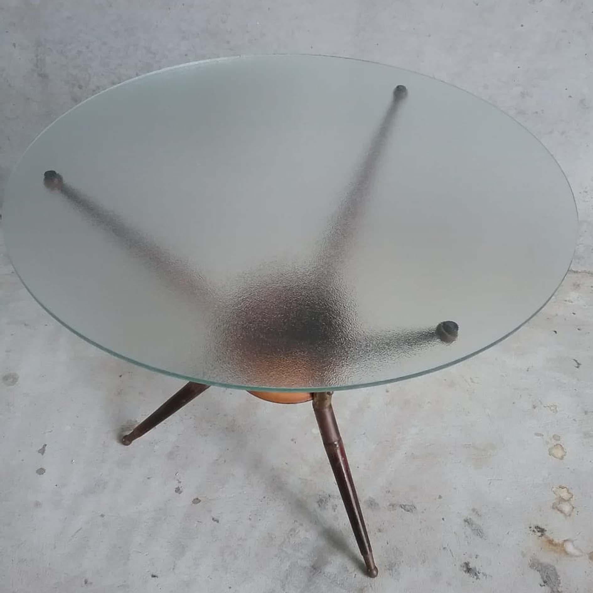 Cesare Lacca Midcentury Mahagony and Brass Cocktail Coffee Table, Italy, 1950s In Good Condition For Sale In BUDAPEST, HU
