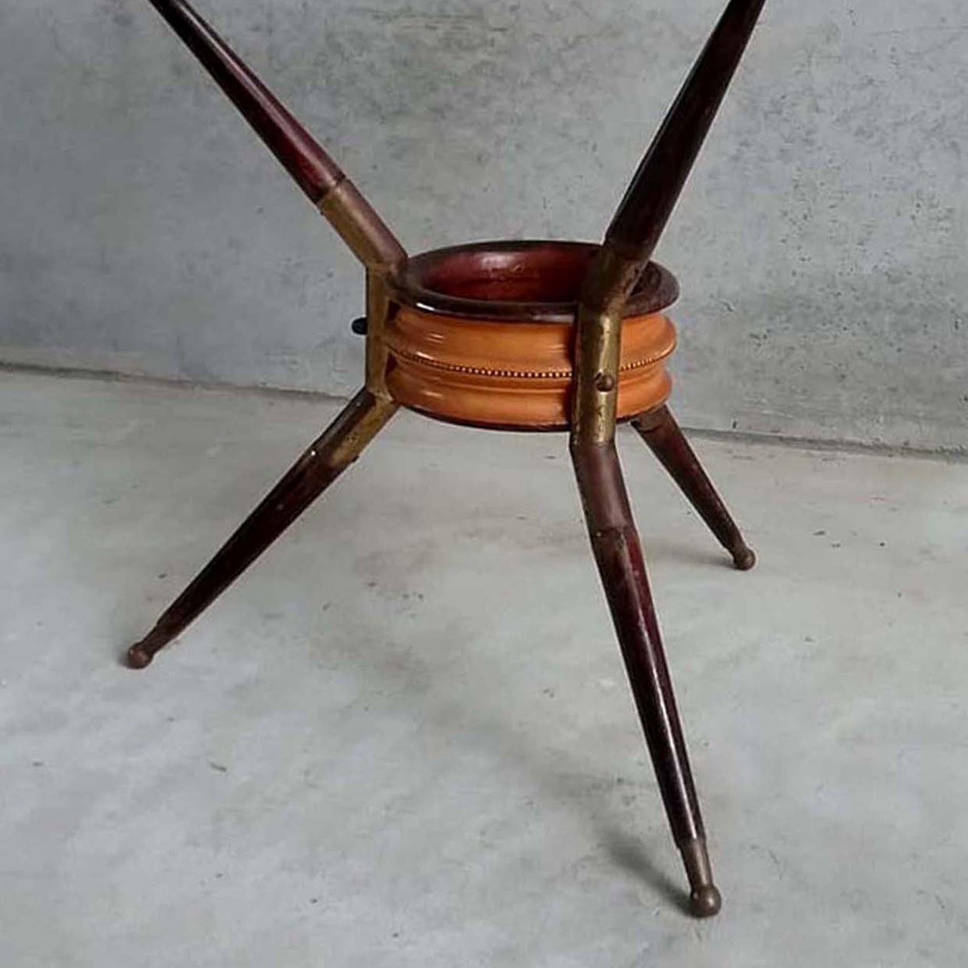 Mid-20th Century Cesare Lacca Midcentury Mahagony and Brass Cocktail Coffee Table, Italy, 1950s For Sale