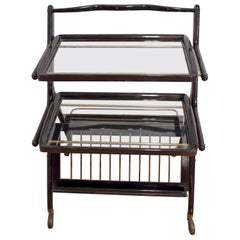 Cesare Lacca Chariot de bar en acajou italien moderne du milieu du siècle pour Cassina:: 1950s