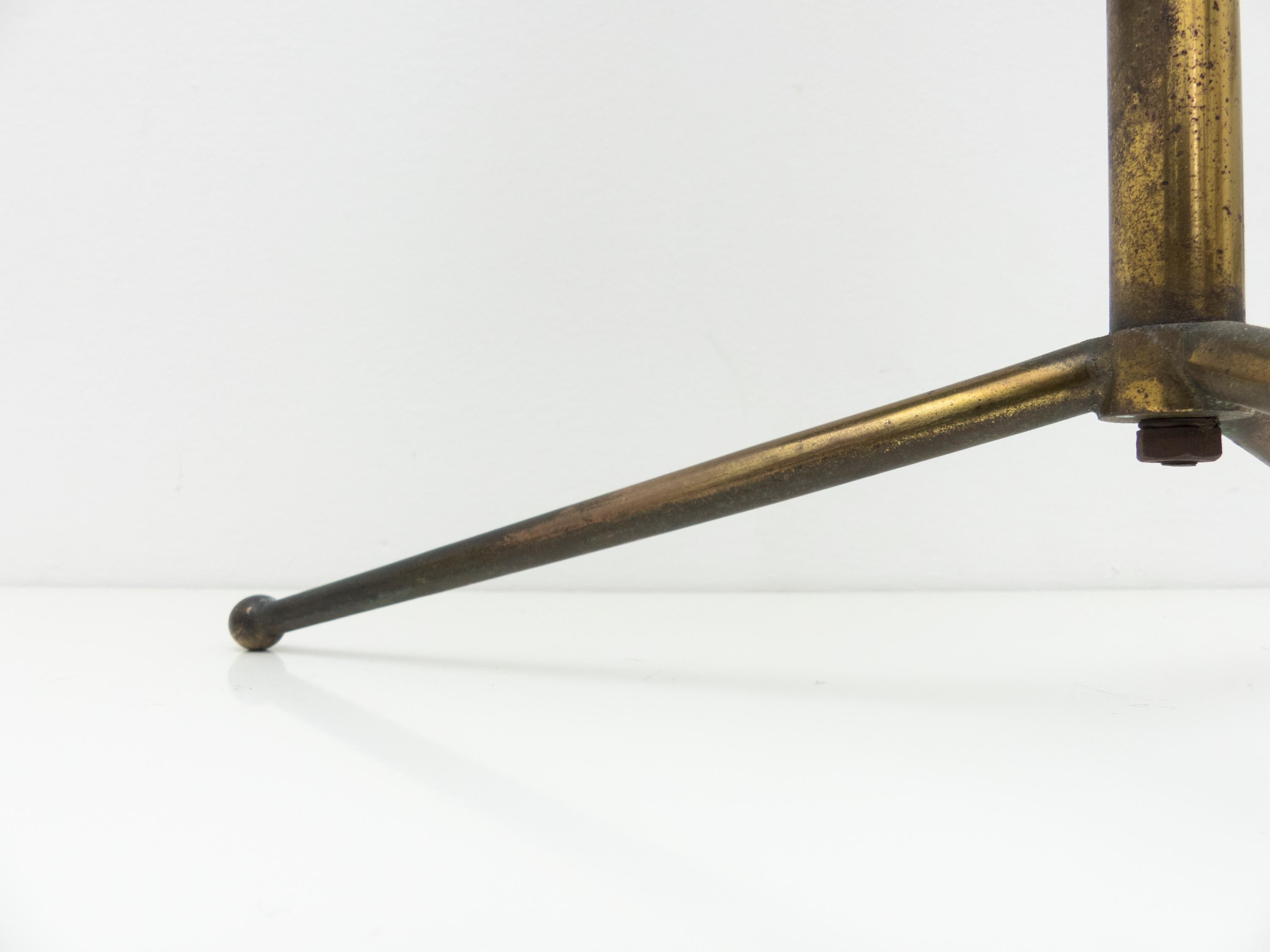 Cesare Lacca Mid-Century Tripod Brass and Perforated Metal Floor Planter, 1950s In Good Condition For Sale In Koper, SI