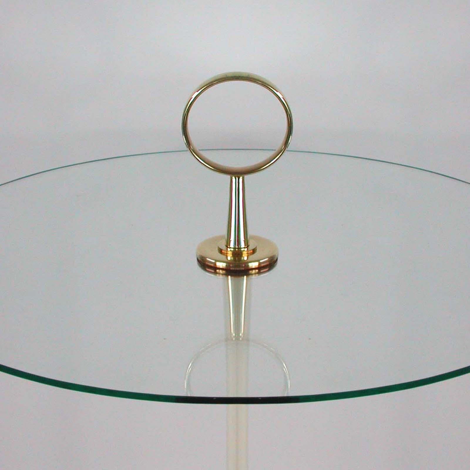 Cesare Lacca Midcentury Brass and Clear Glass Tripod Side Table, Italy, 1950s For Sale 5