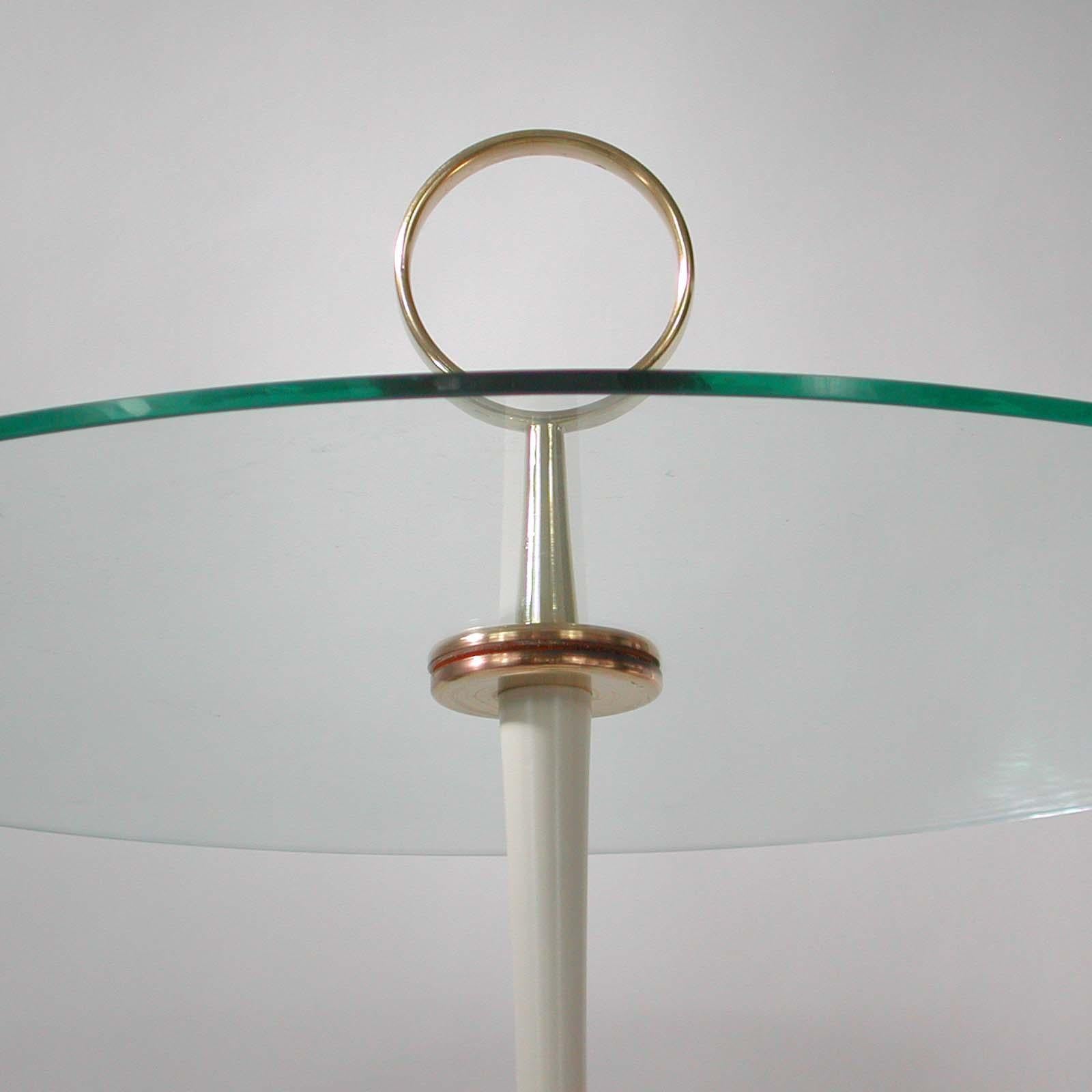 Mid-20th Century Cesare Lacca Midcentury Brass and Clear Glass Tripod Side Table, Italy, 1950s For Sale