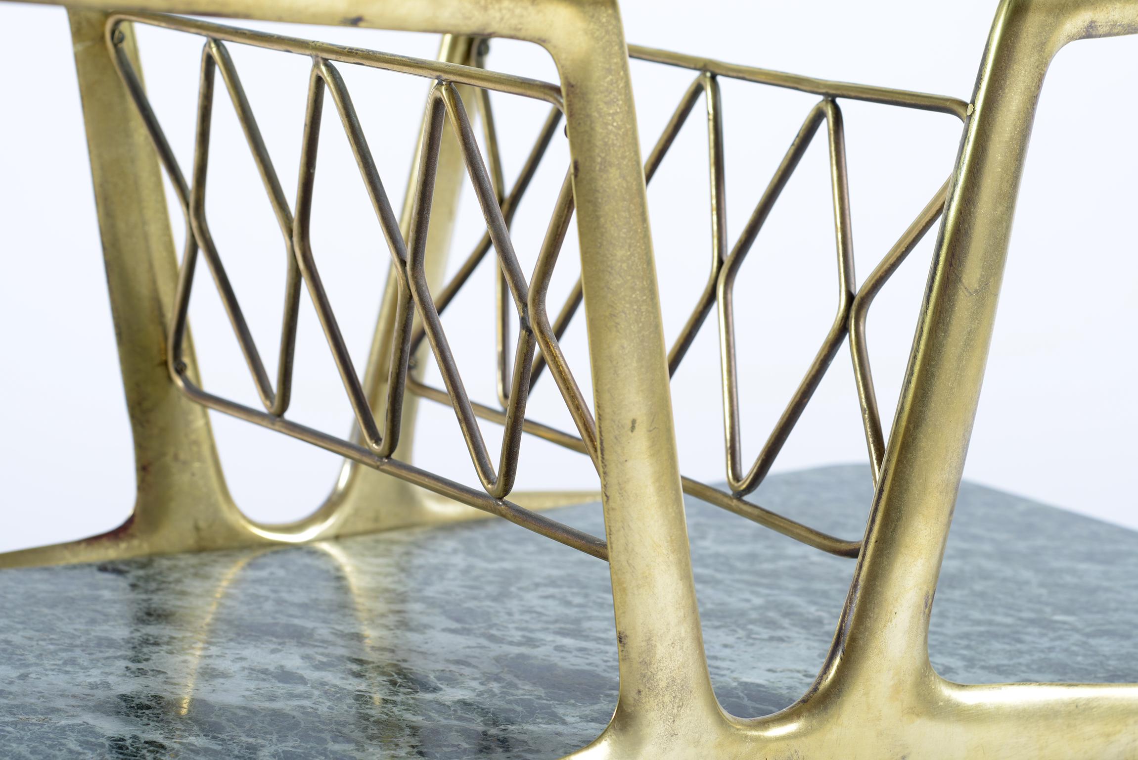 Cesare Lacca Midcentury Cust Brass Structure Coofee and Magazine Rack Table 1950 For Sale 2