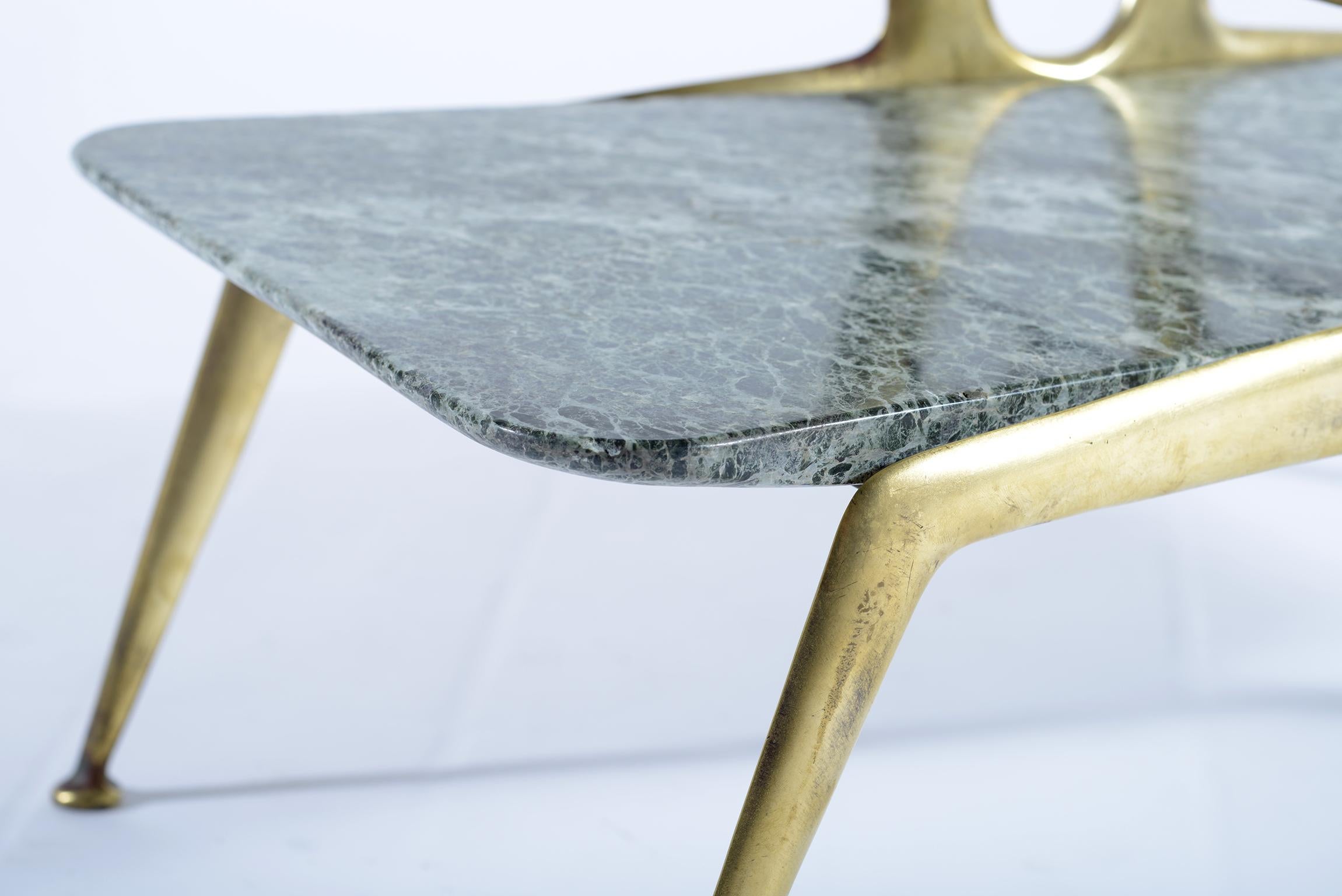 Cesare Lacca Midcentury Cust Brass Structure Coofee and Magazine Rack Table 1950 For Sale 3