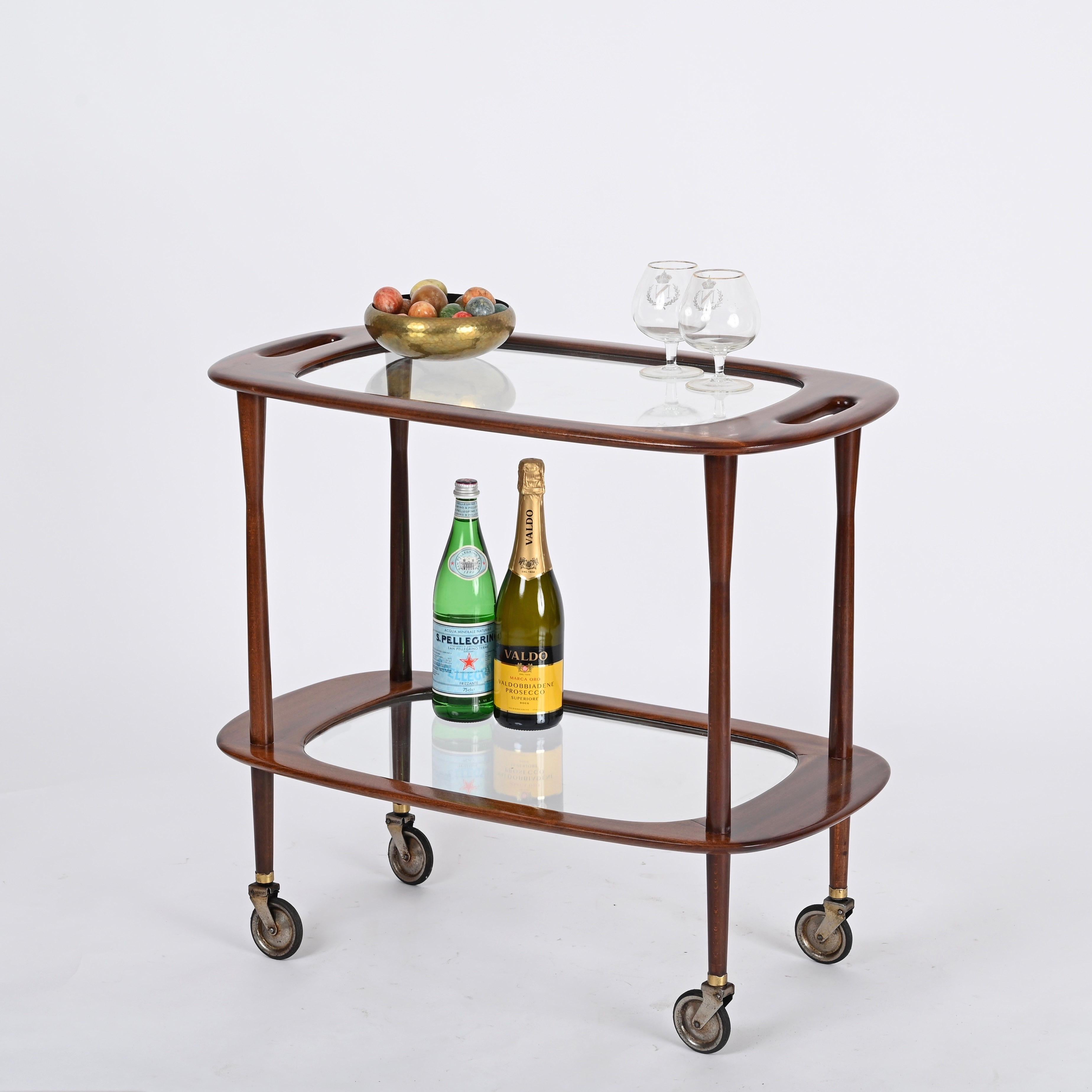 Cesare Lacca Midcentury Italian Serving Bar Cart for Cassina, Italy 1950s 3