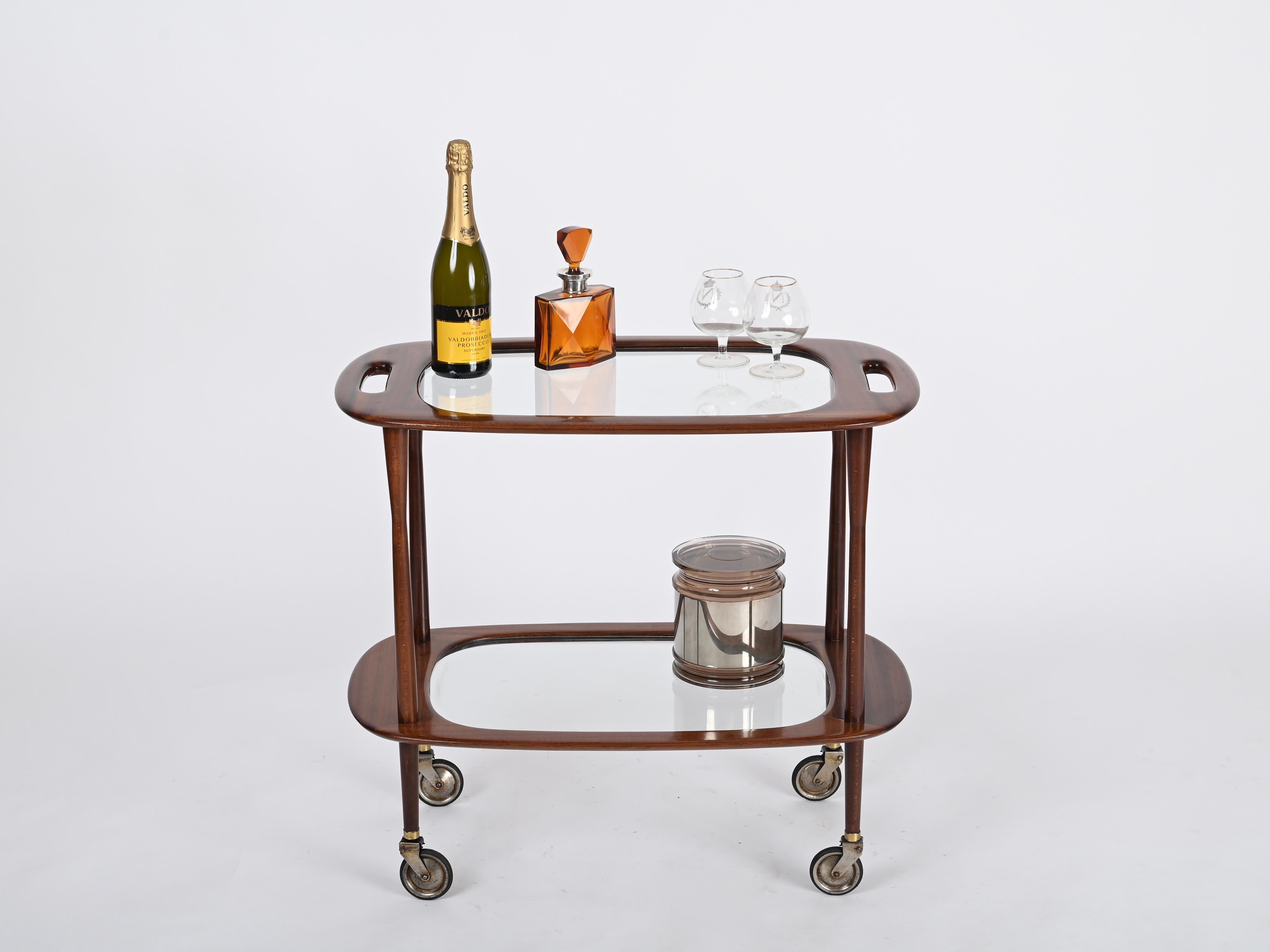 Cesare Lacca Midcentury Italian Serving Bar Cart for Cassina, Italy 1950s In Good Condition In Roma, IT