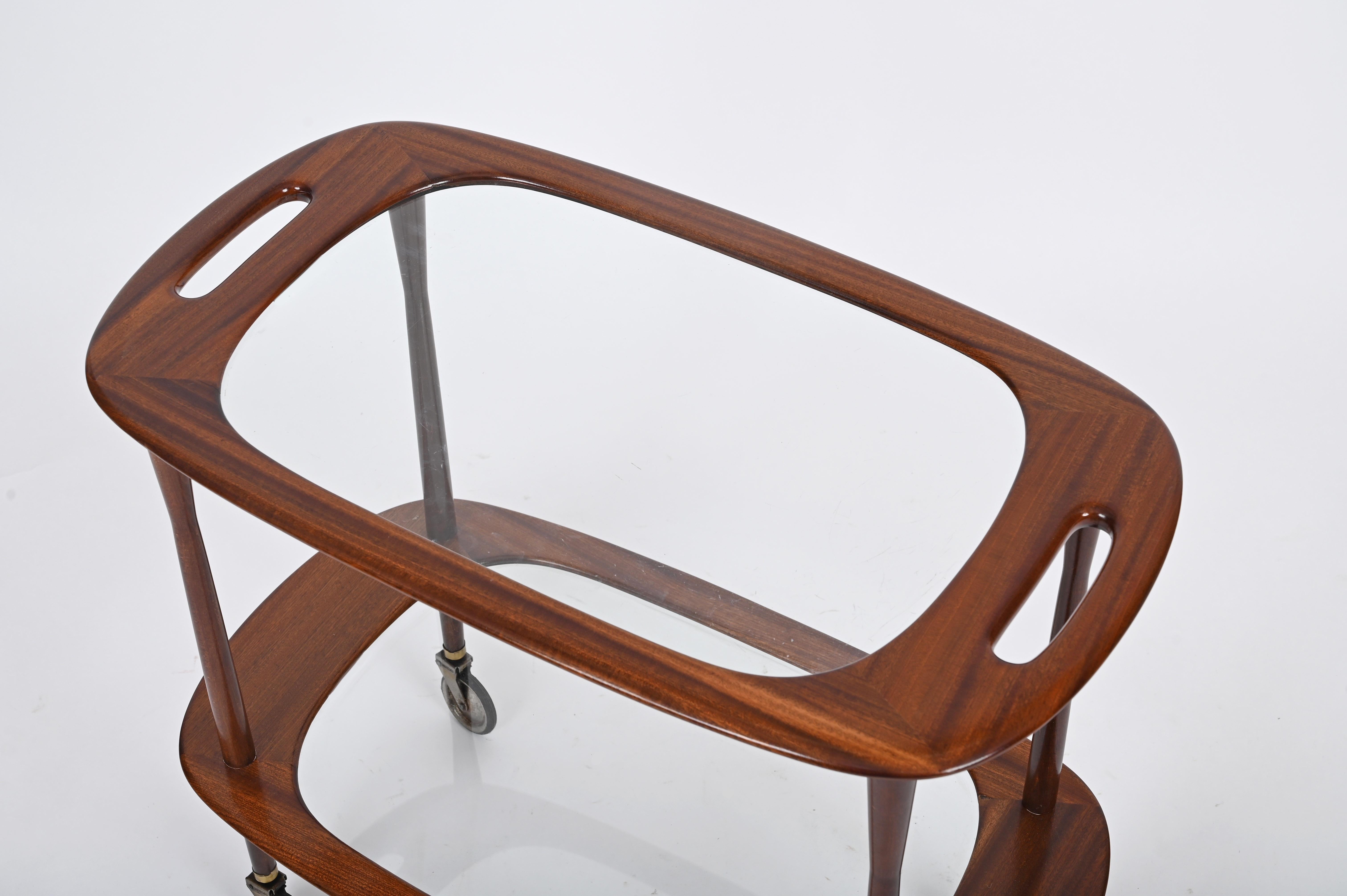 Cesare Lacca Midcentury Italian Serving Bar Cart for Cassina, Italy 1950s 2