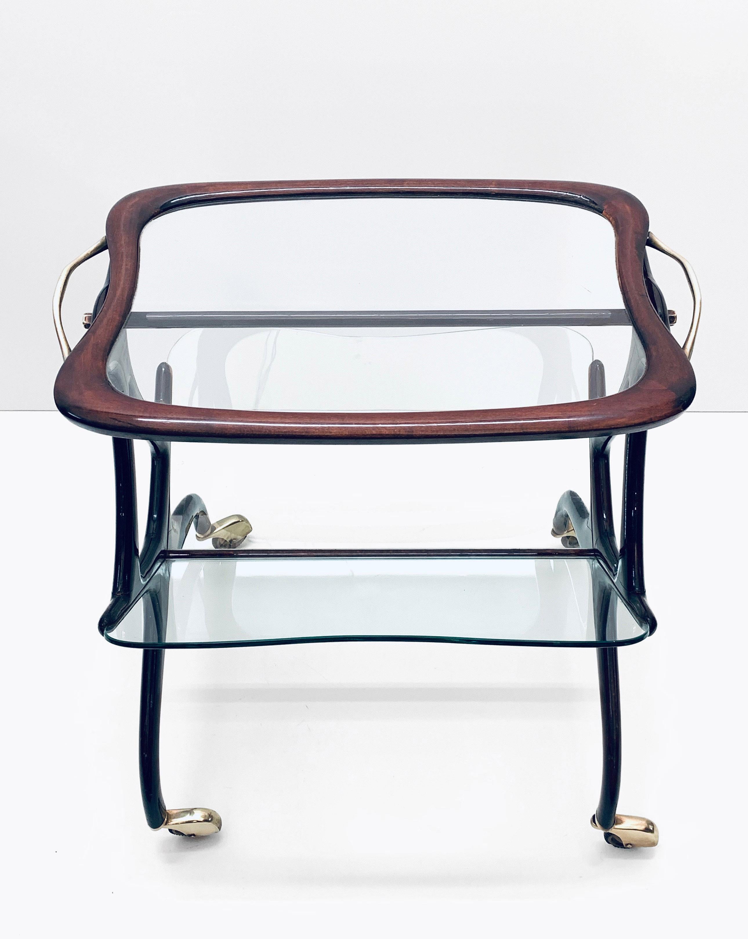 Cesare Lacca Mid-Century Modern Wood Magazine Rack and Bar Cart, 1950s For Sale 9