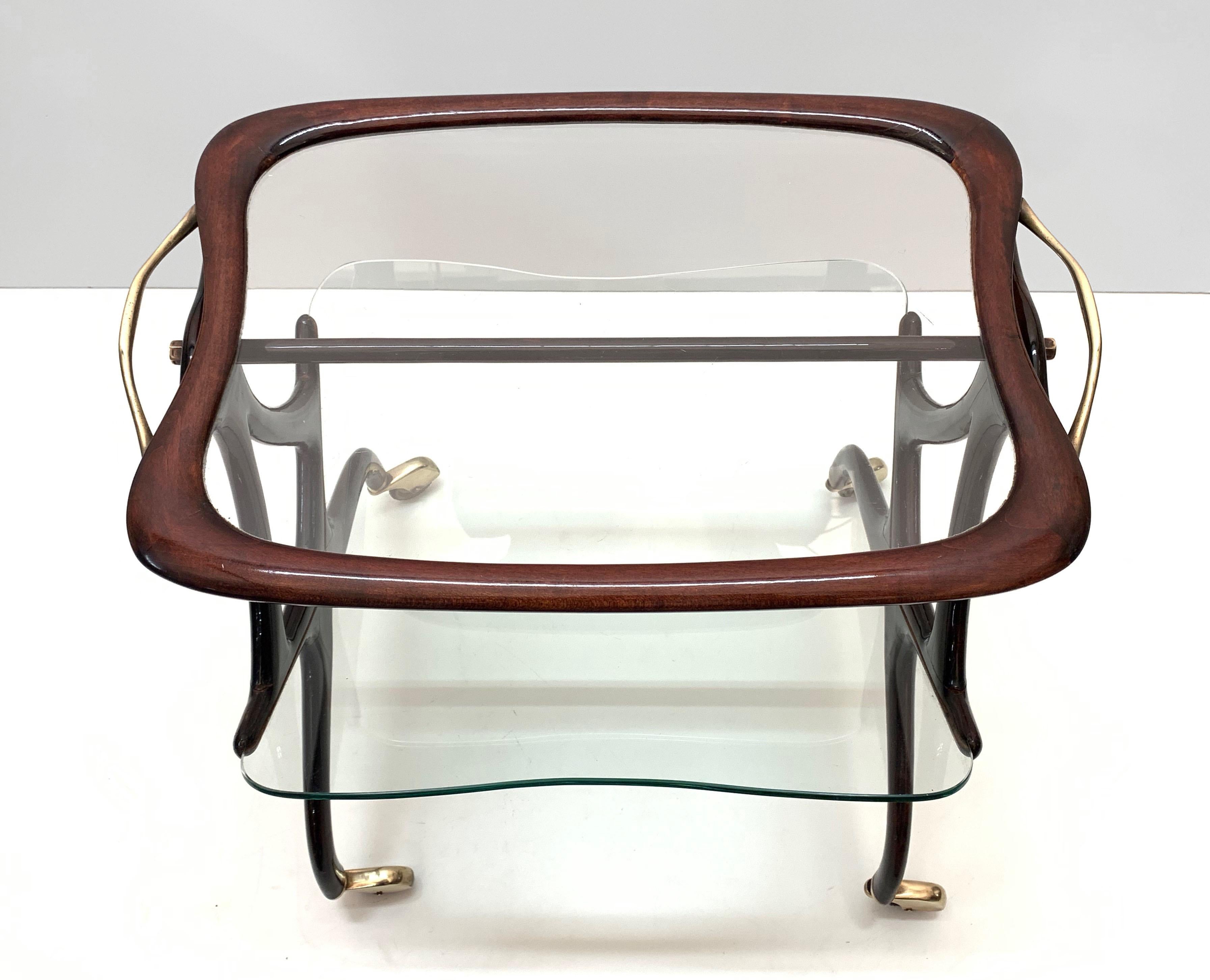 Cesare Lacca Mid-Century Modern Wood Magazine Rack and Bar Cart, 1950s For Sale 10