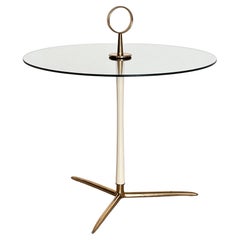 Cesare Lacca table d'appoint mi-siècle en laiton et verre, Italie, années 1950