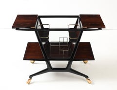 Cesare Lacca Modernist Ebonized Wood And Rosewood Bar Cart