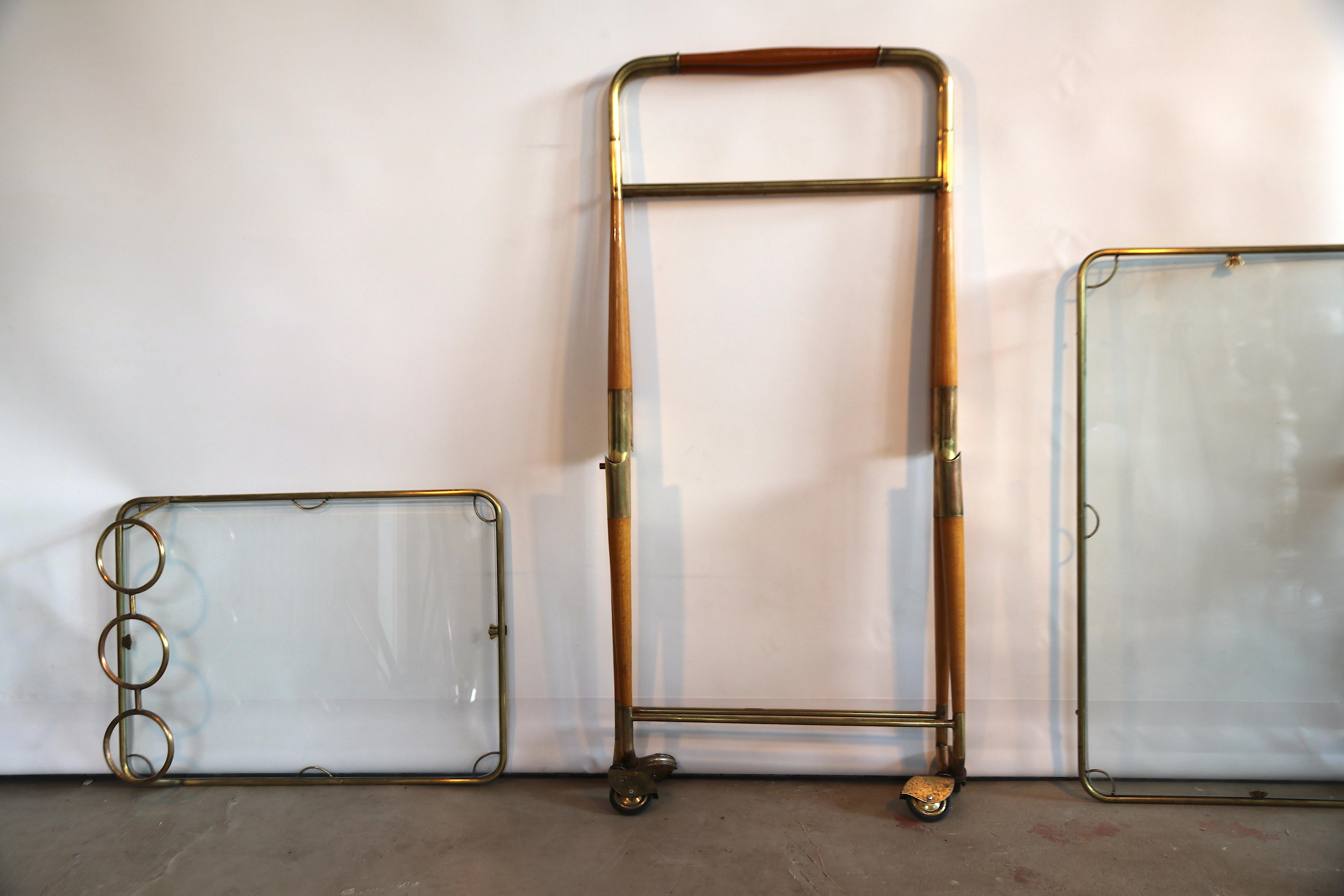 Cesare Lacca Multifunctional Foldable Bar Cart Serving Trolley on Casters 3