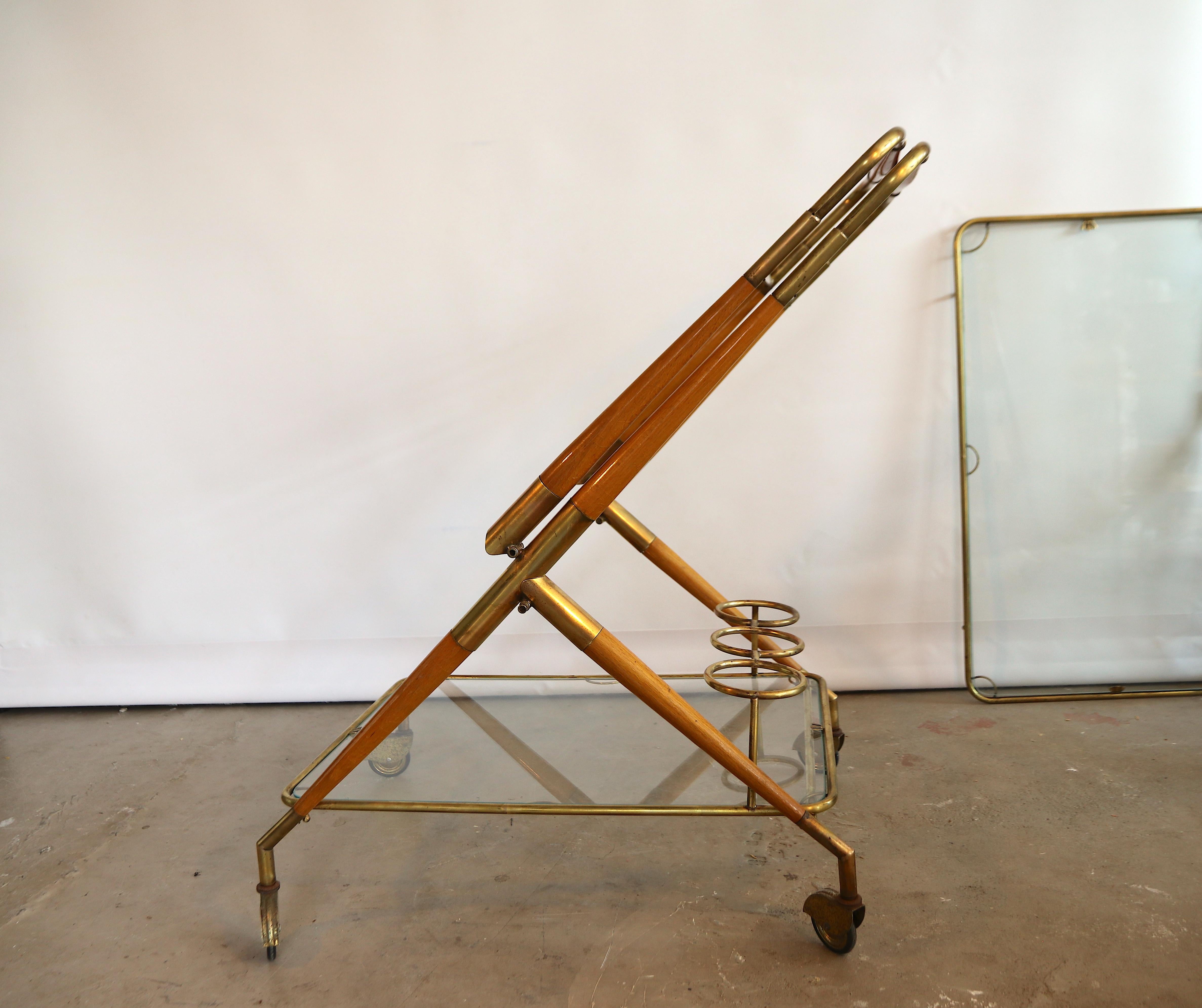 Copper Cesare Lacca Multifunctional Foldable Bar Cart Serving Trolley on Casters
