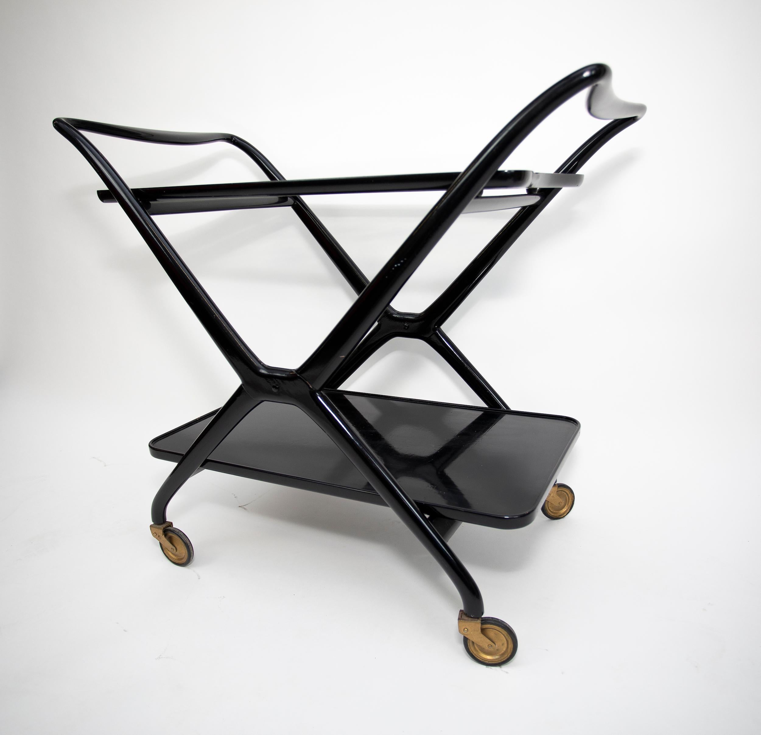 Cesare Lacca Rolling Serving Cart In Good Condition In West Palm Beach, FL