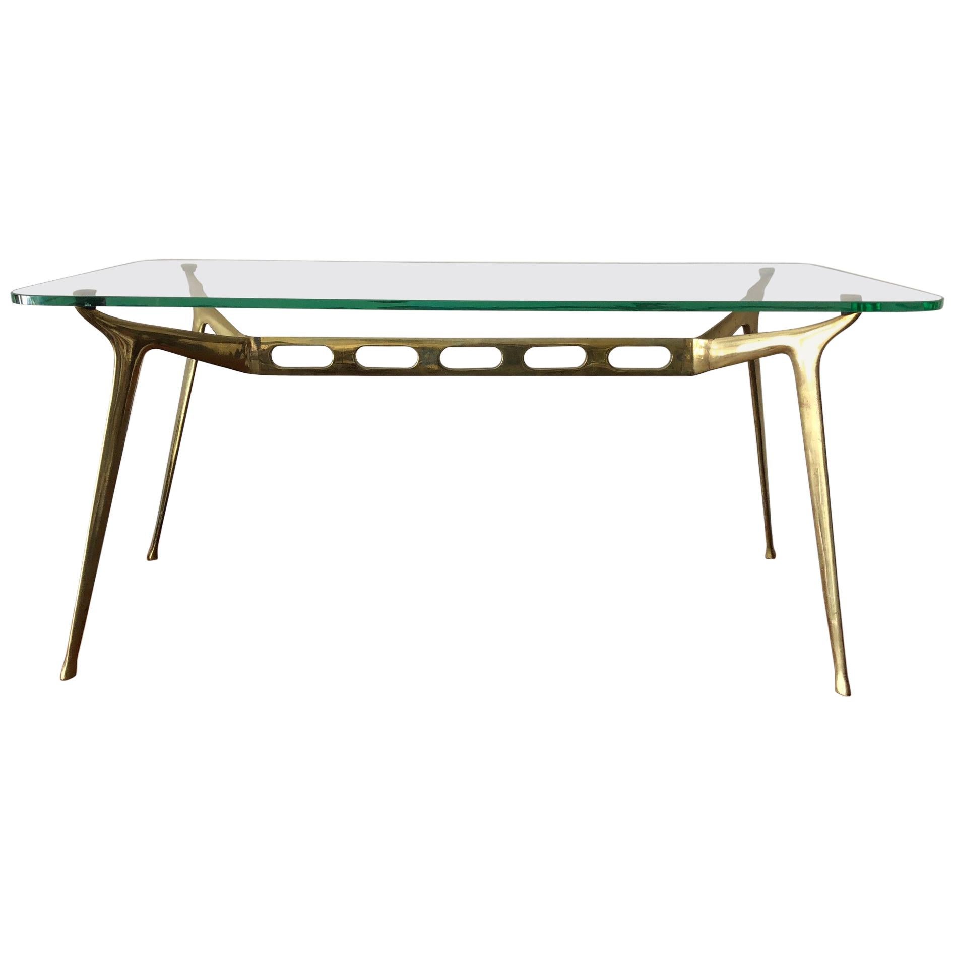 Cesare Lacca Sculpted Brass Coffee Table For Sale