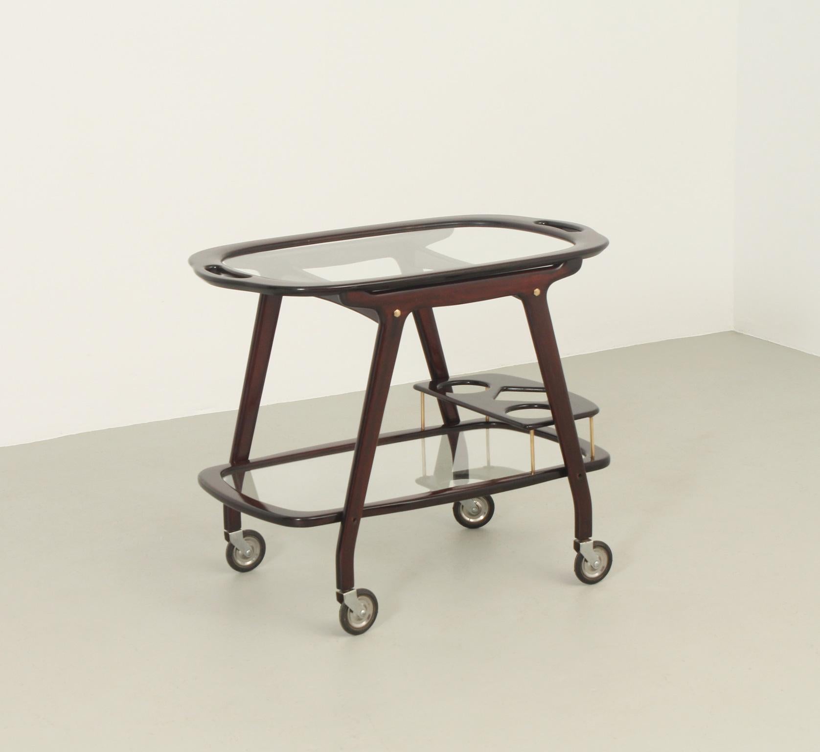 Mid-Century Modern Cesare Lacca Serving Bar Cart, Italy, 1950's
