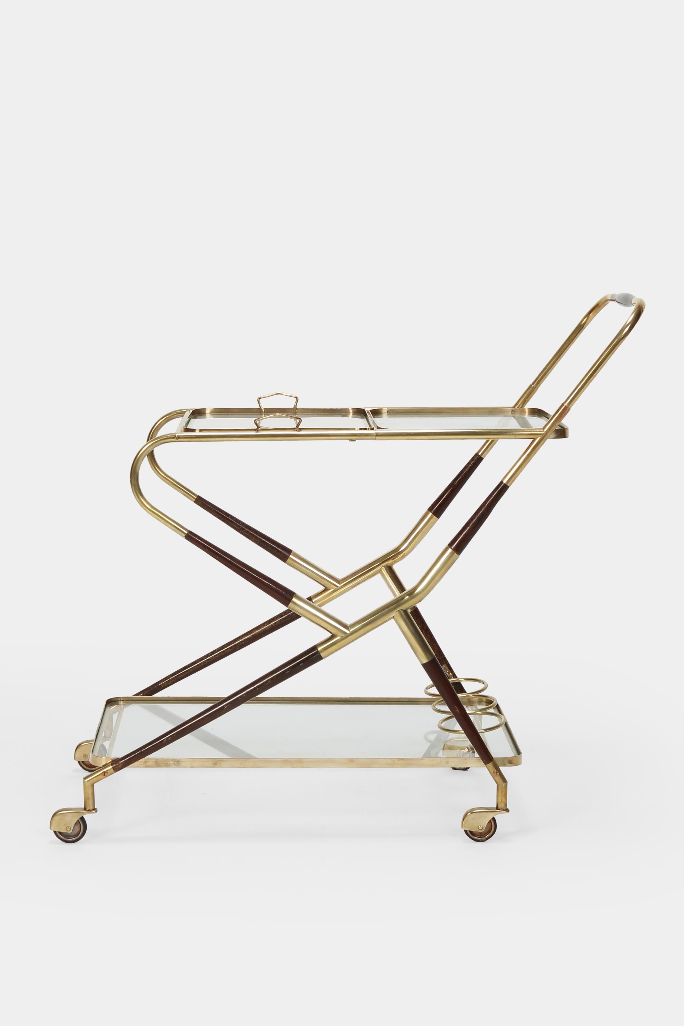 Brass Cesare Lacca Serving Trolley, 1950s For Sale