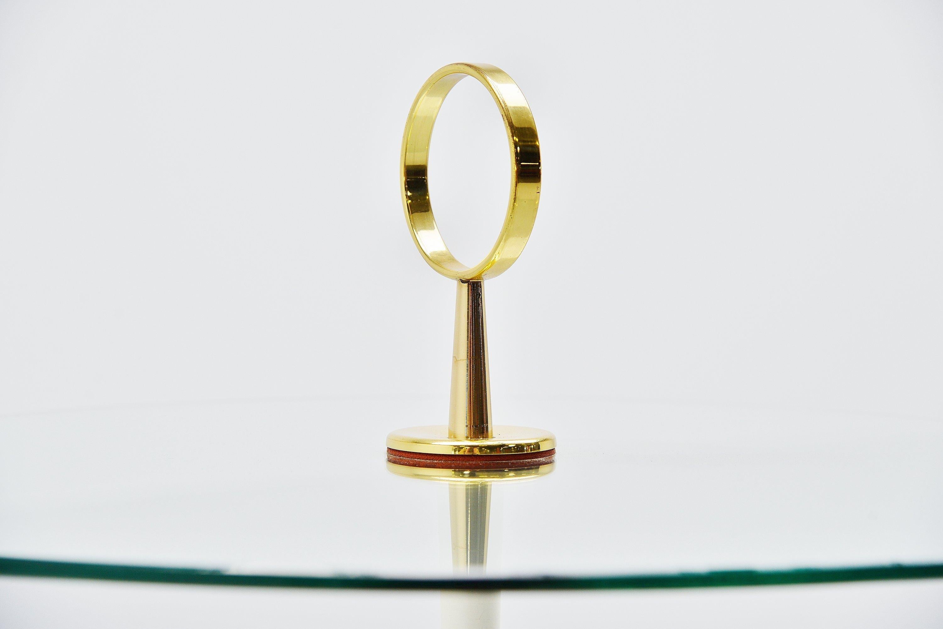 Italian Cesare lacca side table in brass and glass Italy 1950