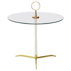 Cesare lacca side table in brass and glass Italy 1950