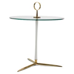 Cesare Lacca Side Table in Brass and Glass, Italy, 1950