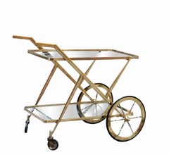 Cesare Lacca Solid Brass Bar Trolley, Italy 1950s