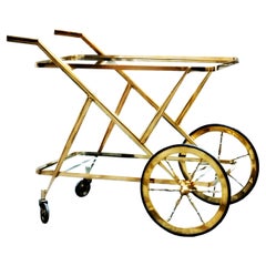 Cesare Lacca Solid Brass Bar Trolley, Italy 1950s