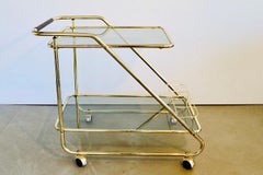 Cesare Lacca Style Brass Bar Cart Drinks Serving Trolley, Italy 1960’s