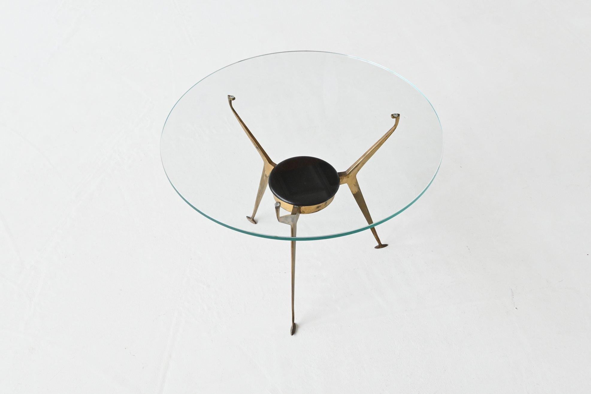 Mid-20th Century Cesare Lacca style side table brass and glass Italy 1960
