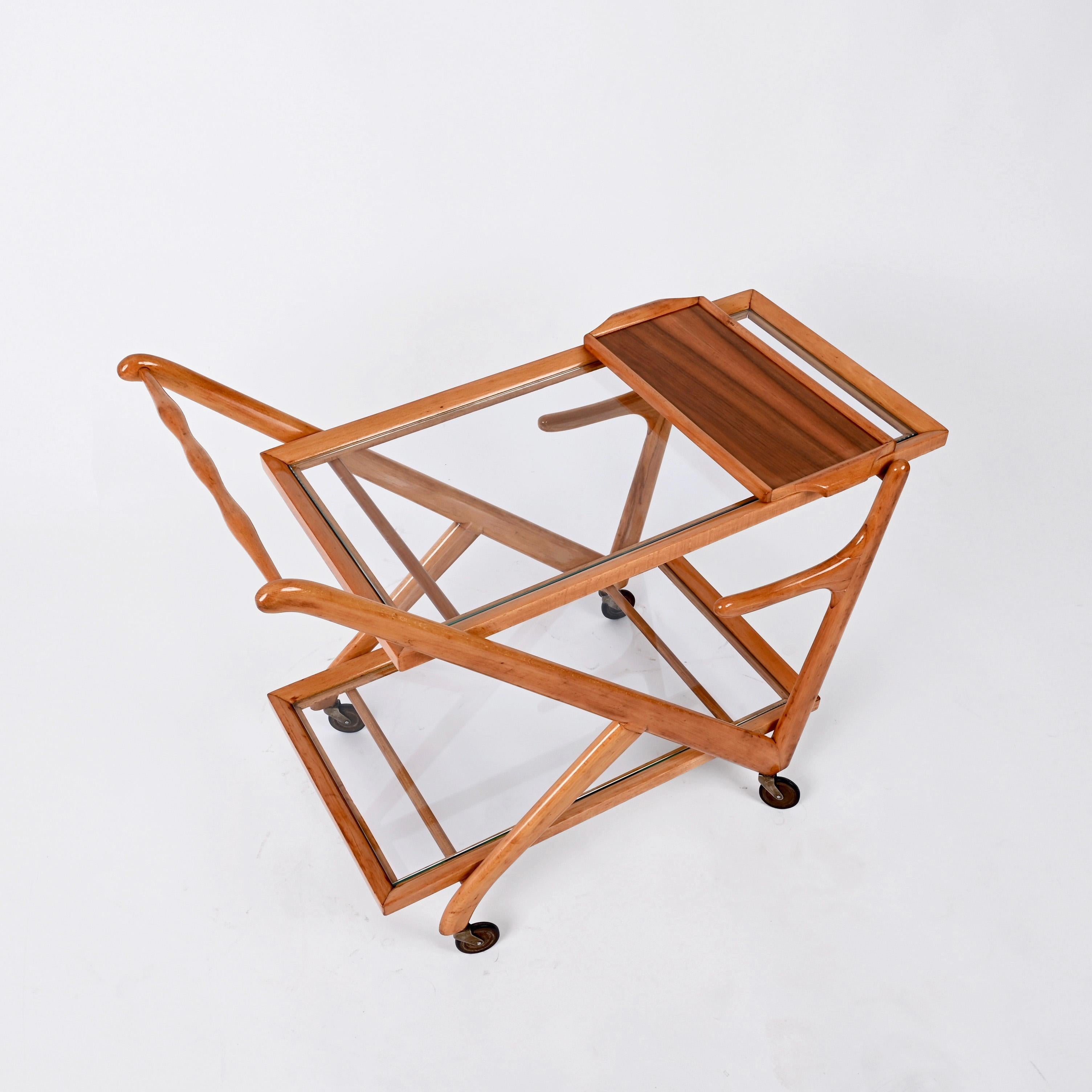 Cesare Lacca Tea Trolley or Bar Cart for Cassina, Italy 1950s In Good Condition In Roma, IT