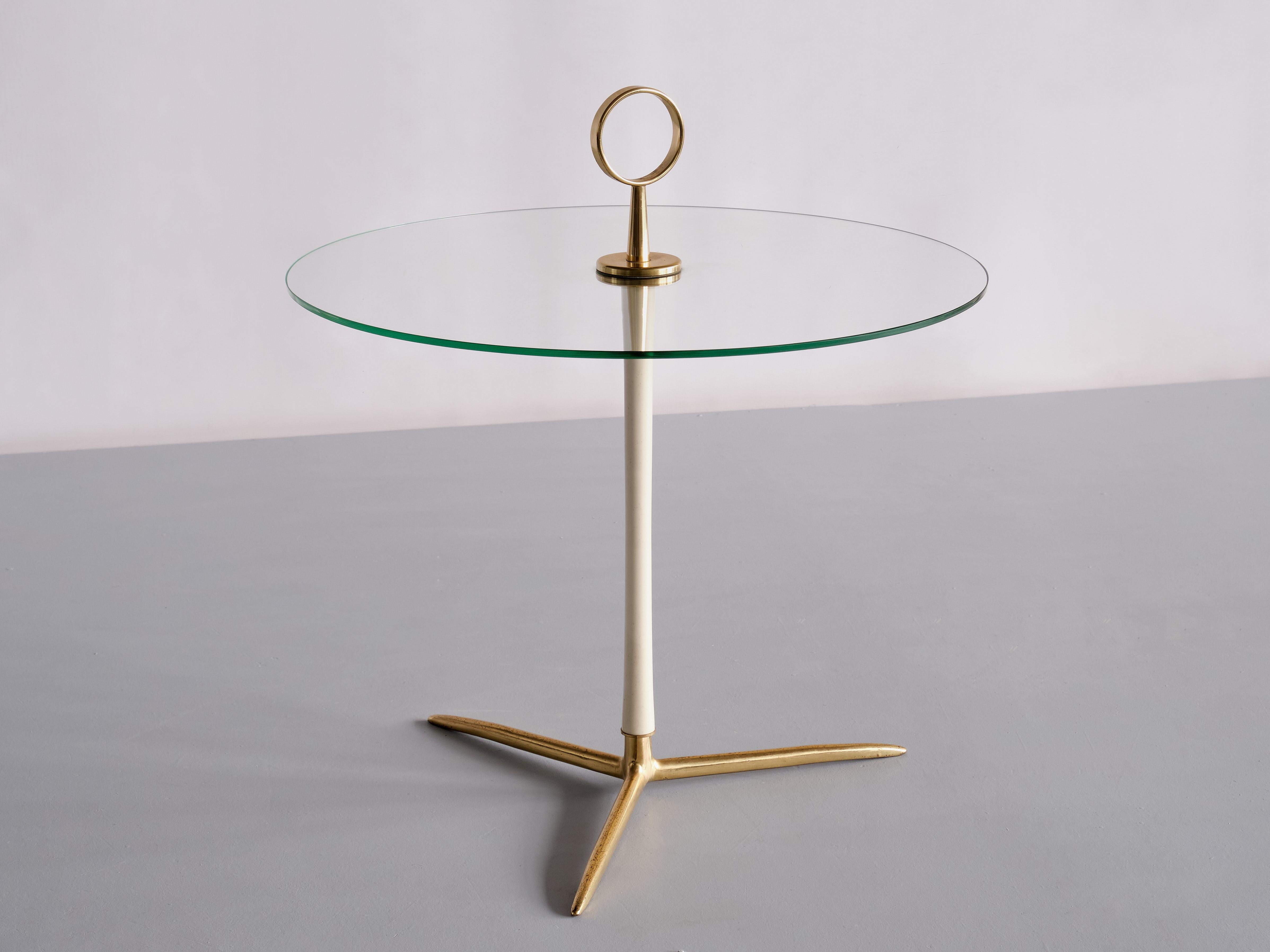 Cesare Lacca Three Legged Side Table in Brass and Glass, Italy, 1955 3