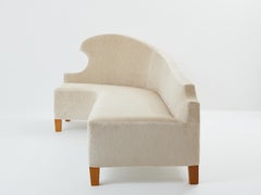 Cesare Lacca canapé trois places incurvé lin velours années 1950