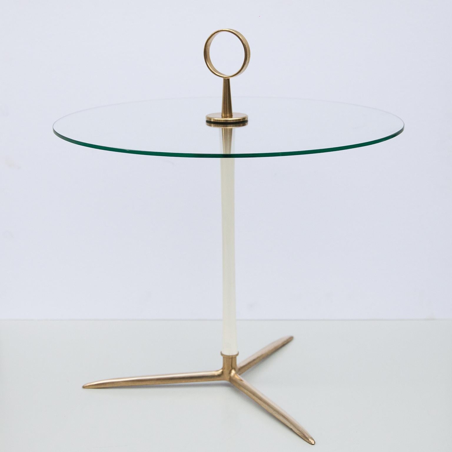 Hollywood Regency Cesare Lacca Tripod Brass Serving Table, Italy, 1950