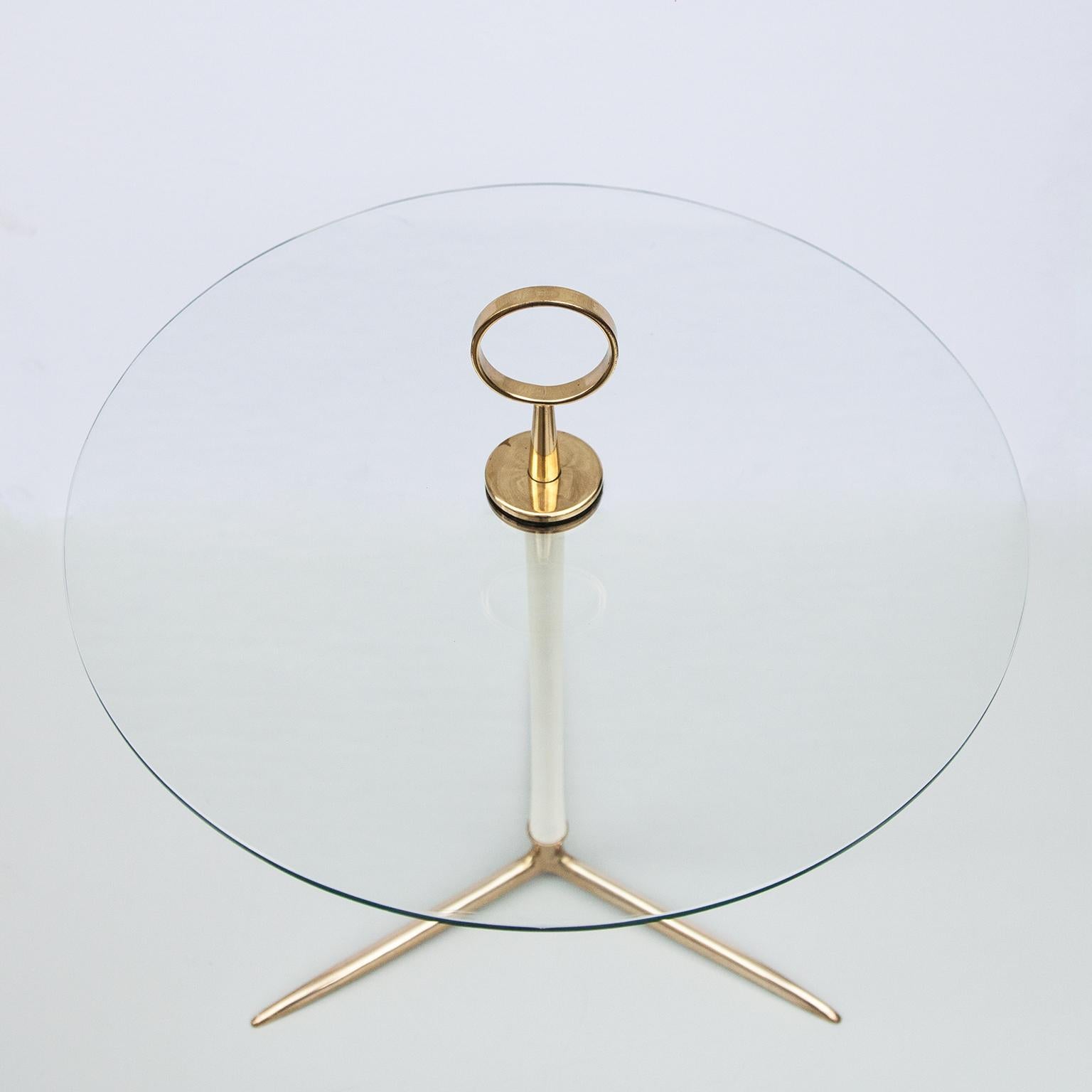Mid-20th Century Cesare Lacca Tripod Brass Serving Table, Italy, 1950