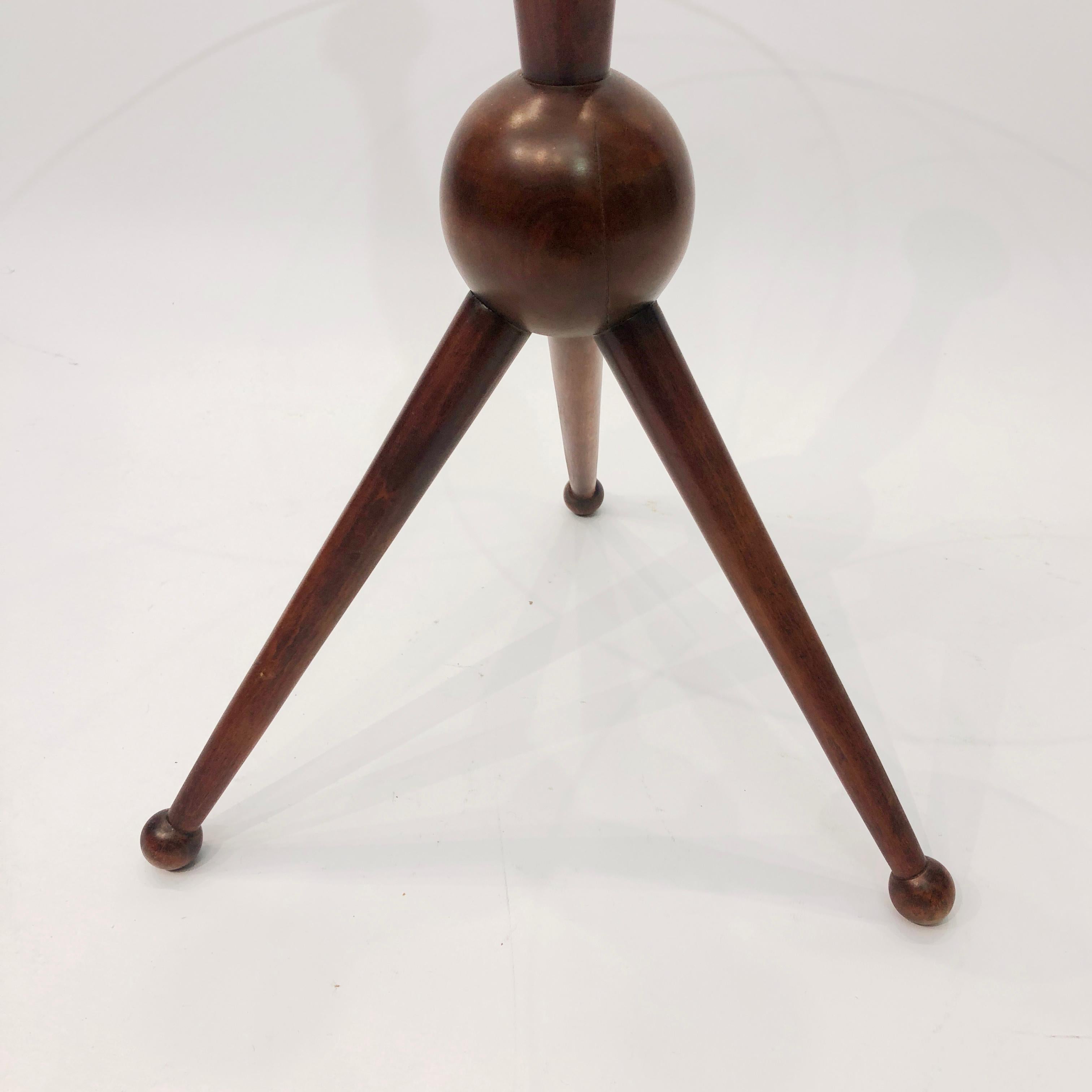 Cesare Lacca Tripod Side Table #2 1950s Midcentury Italian Vintage Wood Glass 2