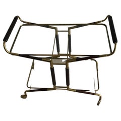 Cesare Lacca Trolley /Food Rack Brass Glass Wood, 1950, Italy