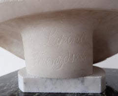 Cesare Lapini, Alabaster Bust of a Woman in Lace Shroud, Signed and Dated 19th