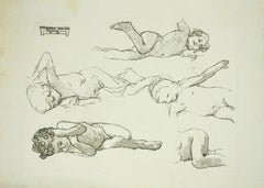 Study of Baby - Original Lithograph after Cesare Maccari - Late 19th Century