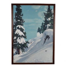 Vintage Snowy mountain landscape